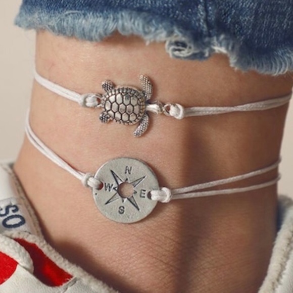 OCEAN DREAMS Silver Turtle and Compass Bracelet Set - Picture 4 of 9